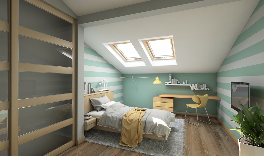 Compact attic bedroom