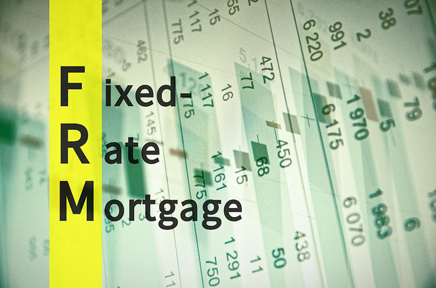 The words fixed-rate-mortgage on background with numbers